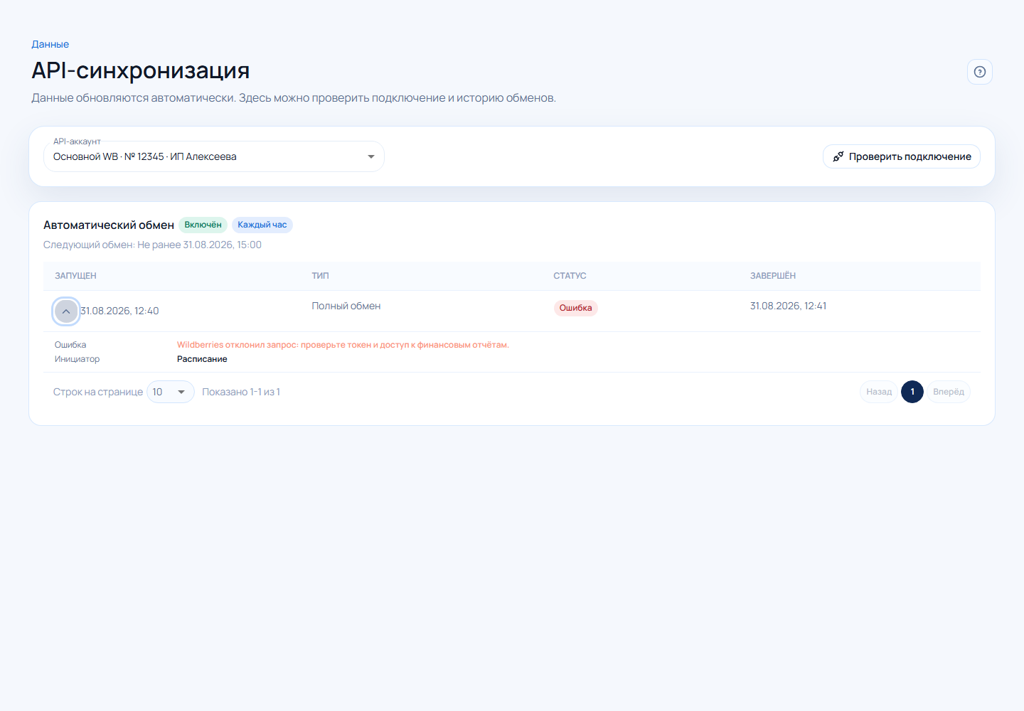 Раскрытый ошибочный API-обмен Unit12 с пояснением о проверке токена и прав